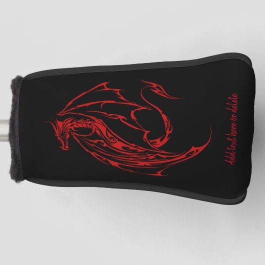 Rood Tribal Dragon Zwart Golfheadcover (Voorkant)