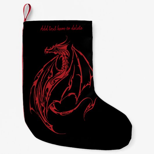 Rood Tribal Dragon Zwart Kleine Kerstsok (Voorkant)