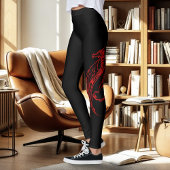 Rood Tribal Dragon Zwart Leggings