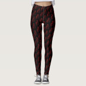 Rood Tribal Dragon Zwart Leggings (Voorkant)