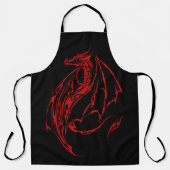 Rood Tribal Dragon Zwart Schort (Voorkant)