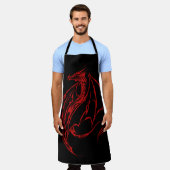 Rood Tribal Dragon Zwart Schort (Gedragen)