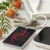 Rood Tribal Dragon Zwart Sleutelhanger (Voorkant Rechts)