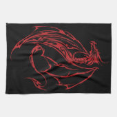 Rood Tribal Dragon Zwart Theedoek (Horizontaal)
