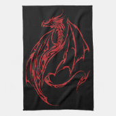 Rood Tribal Dragon Zwart Theedoek (Verticaal)