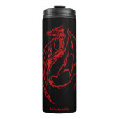 Rood Tribal Dragon Zwart Thermosbeker (Voorkant)