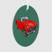 Rood Triumph Tr4 Convertibele SportsCar Ornament (voorkant)