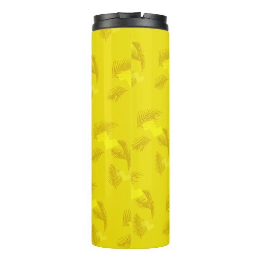 Rood Tropisch Bladerlicht Thermosbeker (Achterkant)