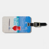 Rood tropisch cocktail met platte bilissen oceaanv bagagelabel (Voorkant horizontaal)