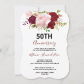 Rood Tropisch en Romantisch 50-jarig Huwelijksjubi Kaart (Voorkant)