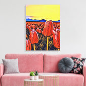 Rood Tulp veldeverf Verrekte canvas afdrukken (Insitu (Woonkamer))