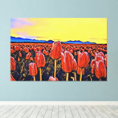 Rood Tulp veldeverf Verrekte canvas afdrukken (Insitu (Houten vloer))