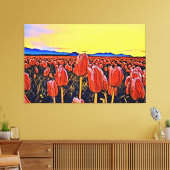 Rood Tulp veldeverf Verrekte canvas afdrukken (Insitu (Woonkamer))