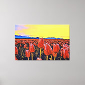 Rood Tulp veldeverf Verrekte canvas afdrukken (Voorkant)