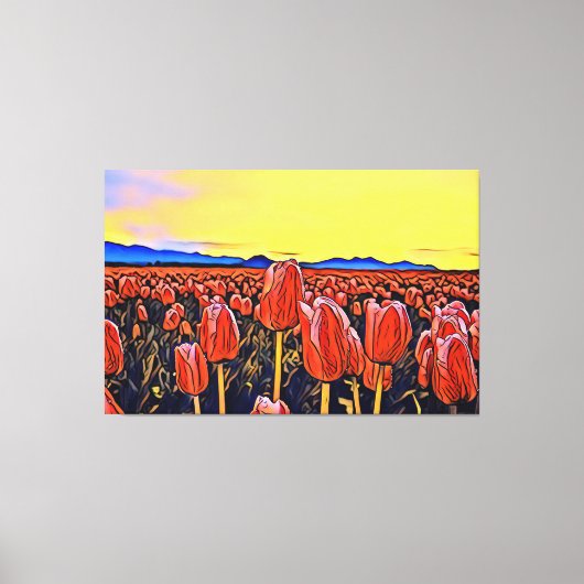 Rood Tulp veldeverf Verrekte canvas afdrukken (Voorkant)