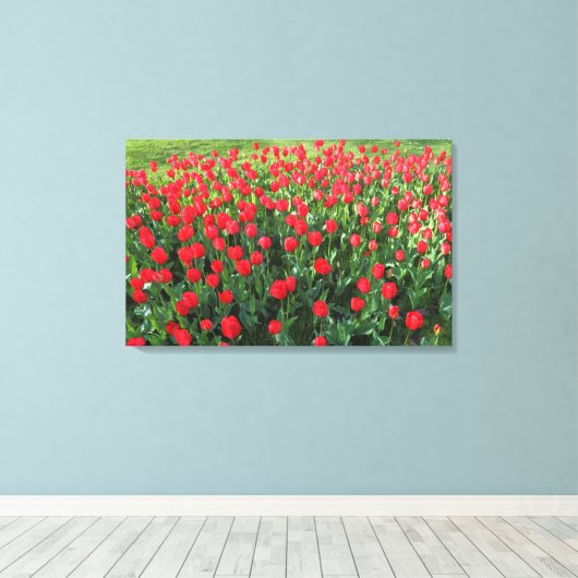 Rood Tulpen 01 Canvas Afdruk (Insitu (Houten vloer))