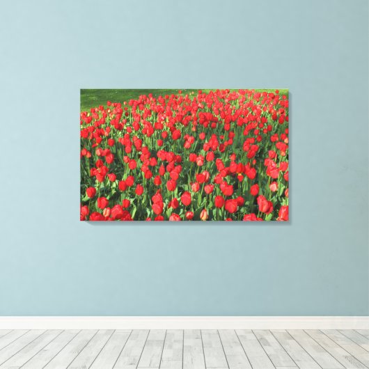 Rood Tulpen 02 Canvas Afdruk (Insitu (Houten vloer))