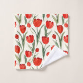 Rood tulpenpatroon bad handdoek (Wasdoekje)
