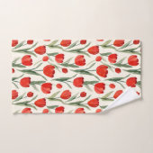 Rood tulpenpatroon bad handdoek (Handdoek)