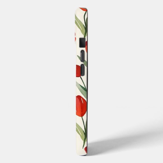Rood tulpenpatroon gepersonaliseerd monogram Case-Mate iPhone case (Achterkant / Links)