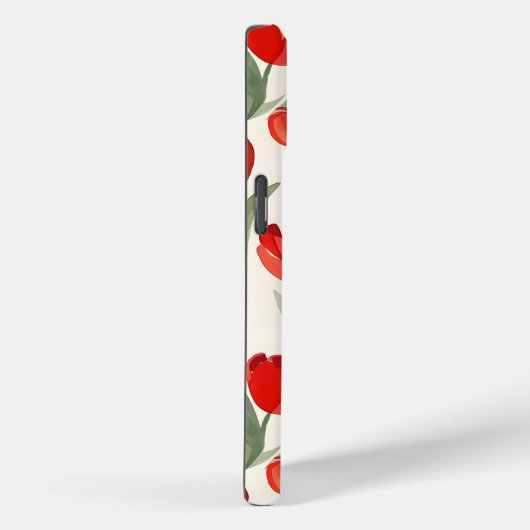 Rood tulpenpatroon gepersonaliseerd monogram Case-Mate iPhone case (Achterkant / Rechts)