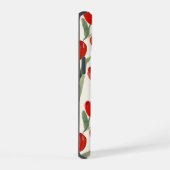 Rood tulpenpatroon gepersonaliseerd monogram iPhone 15 case (Rechterkant)