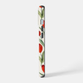 Rood tulpenpatroon gepersonaliseerd monogram iPhone 15 case (Linkerkant)