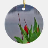 Rood Tulps Blue Lake Arrowiad water Keramisch Ornament (Voorkant)