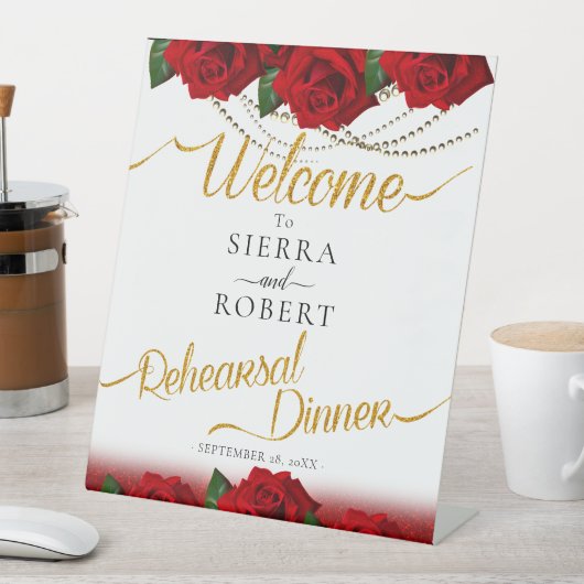 Rood Turks Roos repetitief diner Reclamebord Met Voetstuk (Insitu)