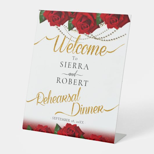 Rood Turks Roos repetitief diner Reclamebord Met Voetstuk (Voorkant)