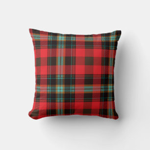 Rood Turquoise Bruin Tartan Plaid Patroon Kussen