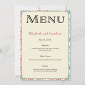 Rood & Turquoise Land Bruiloft Receptie Menu Kaart (Voorkant)