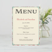 Rood & Turquoise Land Bruiloft Receptie Menu Kaart (Staand voorkant)