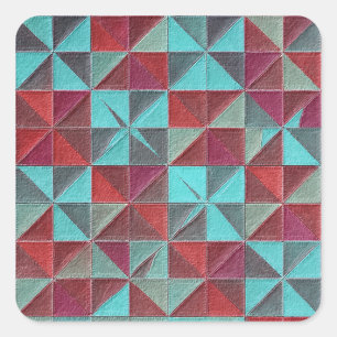 rood, turquoise, paars en grijs quilt vierkante sticker