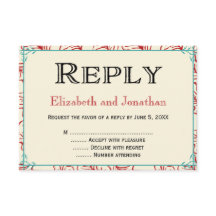 Rood & Turquoise Rustieke Huwelijksreactie RSVP Ka