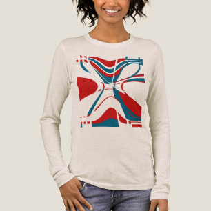 Rood Turquoise Vetgedrukte Grote Vormen Geometrisc Tri-Blend Shirt