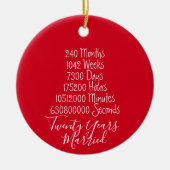 Rood twintigste Jubileum 20ste bruiloft Keramisch Ornament (Voorkant)