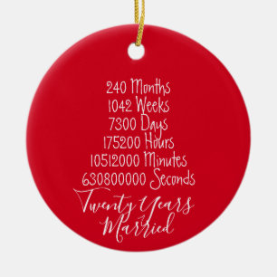 Rood twintigste Jubileum 20ste bruiloft Keramisch Ornament