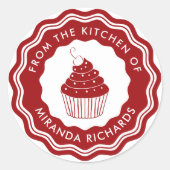 Rood uit de keuken van de moderne homemade bakkeri ronde sticker (Voorkant)