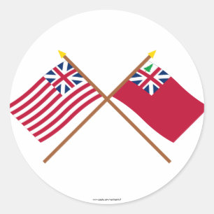 Rood uitsteken van de vlag van de grote dwarsbeweg ronde sticker
