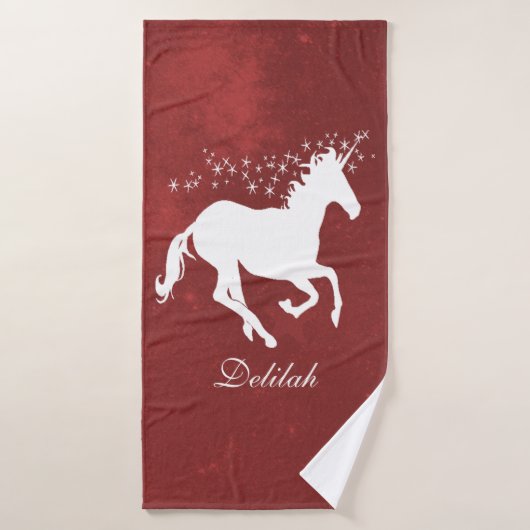 Rood Unicorn persoonlijke dodenset Bad Handdoek (Badhanddoek)
