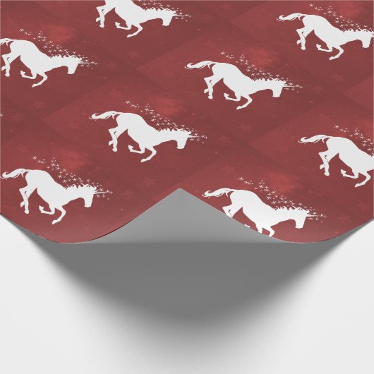 Rood UNICORN Wrapping Paper Cadeaupapier (Hoek)