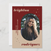 Rood uniek geronde foto-Afstuderen aankondiging (Voorkant)