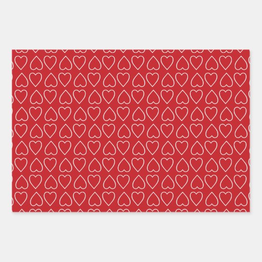 Rood valentijn-dag wit knap hartenpatroon inpakpapier vel (Voorkant 2)