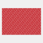 Rood valentijn-dag wit knap hartenpatroon inpakpapier vel (Voorkant)