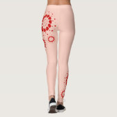 Rood Valentijns hartenontwerp op lichtroze Leggings (Achterkant)