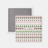 Rood van het Patroon van de Motieven van Kerstmis Magneet (Voorkant / Achterkant)