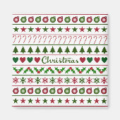 Rood van het Patroon van de Motieven van Kerstmis Magneet (Voorkant)