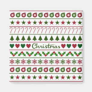 Rood van het Patroon van de Motieven van Kerstmis Magneet