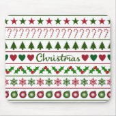 Rood van het Patroon van de Motieven van Kerstmis Muismat (Voorkant)